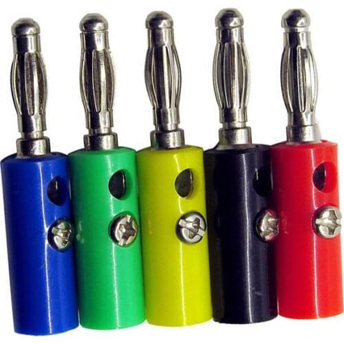 Nickel Plated Banana Plug jack Male Screw 39mm Test Connector 5 Colors For Power Amplifiers Binding Post