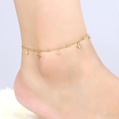 2020 Sweet New Anklet for Women Clover Tassels Zircon Ankle Bracelet Accessories Jewelry Gift Boho Beach Creative Foot Chain