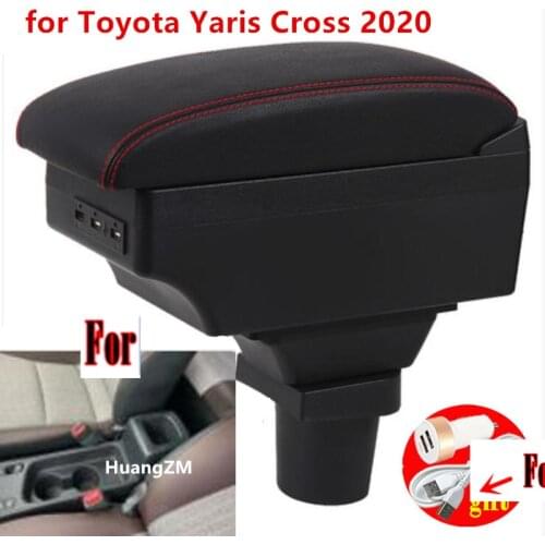 For Toyota Yaris Cross Armrest box 2020 2021 Interior Parts special Retrofit Car Armrest Center Storage box with USB LED light