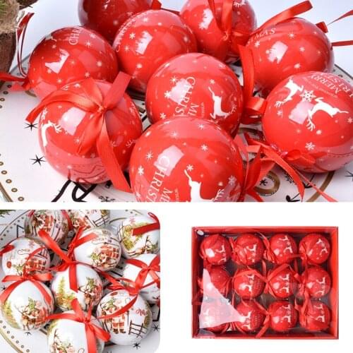 Christmas Commodity Christmas Tree Pendant 75MM Sticker Ball Single Box Paper Christmas Memory Ball Pendant 12 Pack