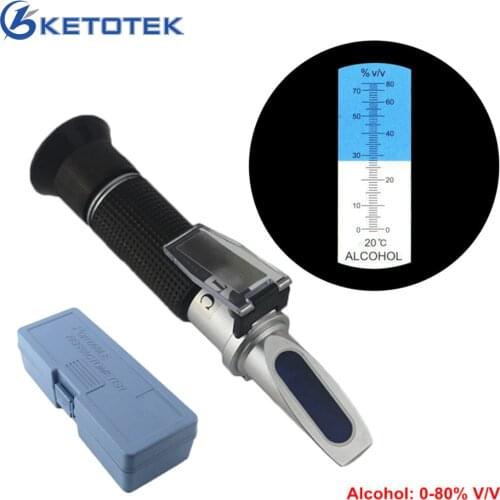 Portable Alcohol Detector Refractometer 0-80% V/V Liquor Alcohol Content Meter Tester