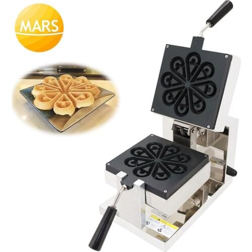 Professional Rotating Belgian Waffle Makers Automatic Flower Blossom Shaped Flip Waffle Machine Iron Baker Equipment