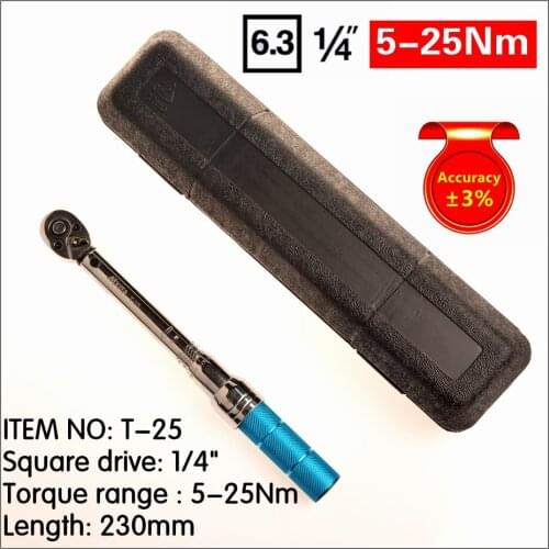 MXITA 1/4 5-25Nm Accuracy 3% High precision professional Adjustable Torque Wrench car Spanner car Bicycle repair hand tools set