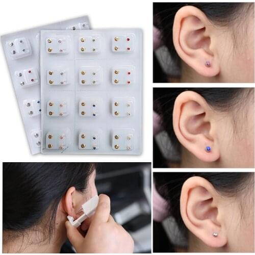12 Pairs Ear Piercing Gun Earrings Disposable Set Hypoallergenic Ear Stud Jewelry brincos