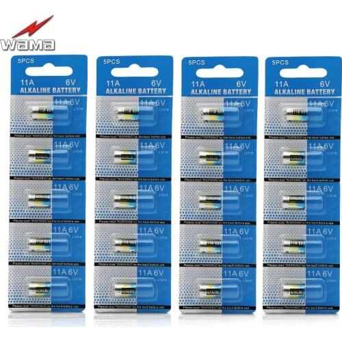 20pcs/4pack WAMA 11A 6V Primary Dry Batteries L1016 Alkaline Car Key Remote Battery for Anti-theft Lock PVC Package Drop Ship