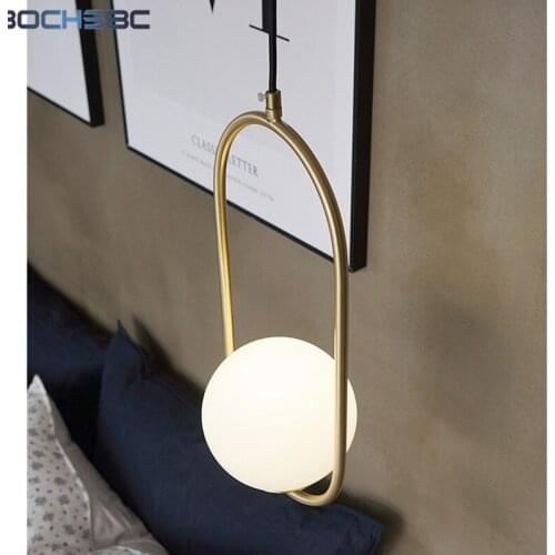 BOCHSBC White Glass Ball Plated Modern Pendant Lamps 110V 240V Loft Decor Lustre Hanglamp Simple Style Lighting lights E27 Bulbs