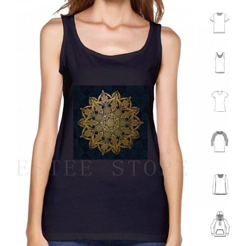 Suvarna.....the Golden Mandala Tank Tops Vest Mandala Lotus Gold Meditation Green Leaf Symmetry Intricate Beautiful Folk