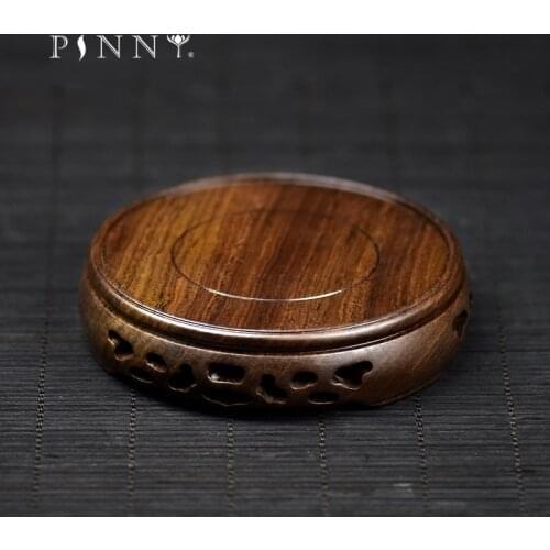 PINNY Antique Incense Burner Wood Base Black Catalpa Wood Hollow Fruiting Wood Craft Ornaments Base Buddhist Supplies