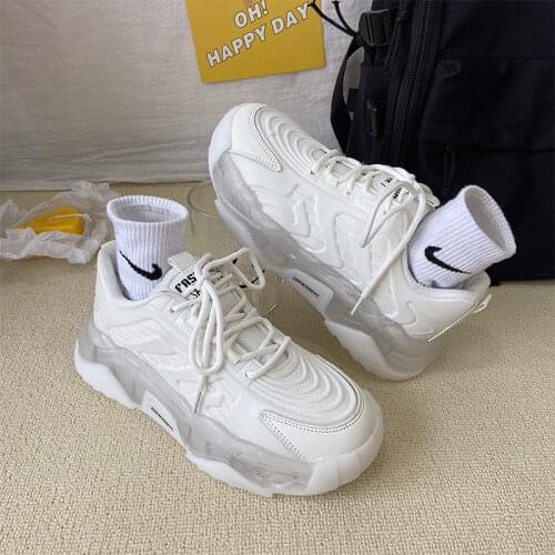 Womens Chunky Sneakers Thick Bottom Platform Vulcanize Shoes Fashion Breathable Casual Running Shoe for Woman Female 2021