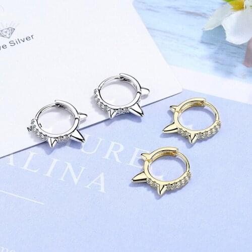 Womens Fashion Bohemia Huggies Hoop Earrings Crystal Geometric Charming Earring Jewelry Golden/White Simple Thin Hoops