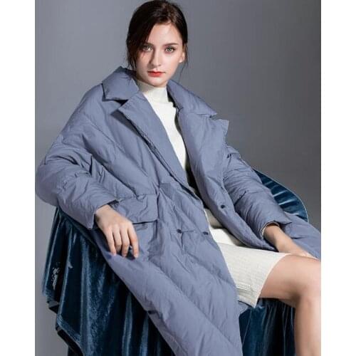 Large Collar Women Warm Winter Down Coat Loose Fitting Hooded 90% Duck Women Down Coat Jackets 2018 New Fashion