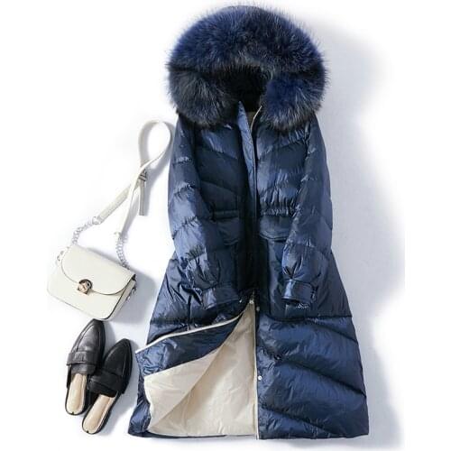 Tcyeek Winter Coat Female Brand 90% White Goose Down Jacket Women Clothes 2020 Korean Real Raccoon Fur Hooded Down Parkas 90126