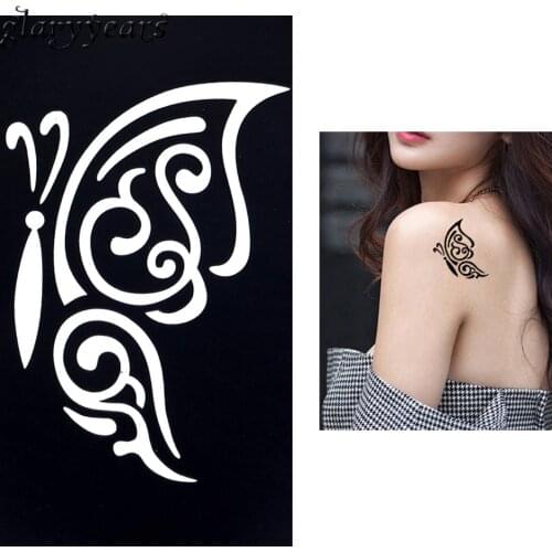 1 PC Small Henna Indian Tattoo Stencil Drawing for Airbrush Painting Butterfly Insect Template Women Body Art Tattoo Stencil G51