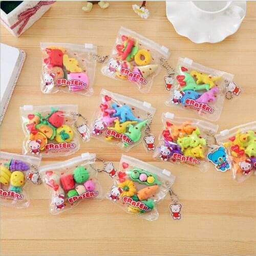 20pcs/set Eraser Student Learning Stationery For Child Creative Gift Kids Eraser Novelty Erasers Cartoon Expression Eraser