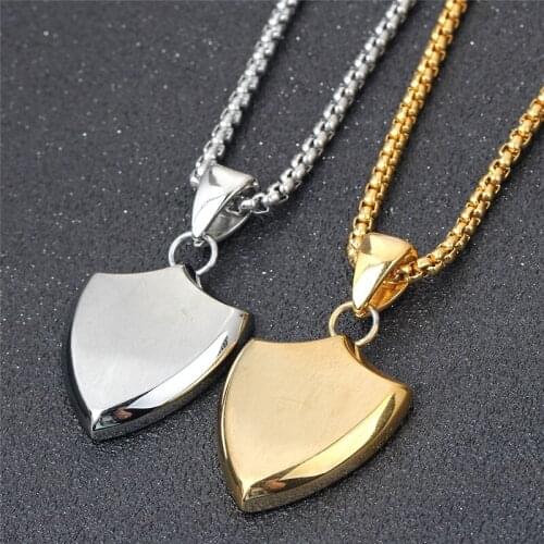 2021 High Quality Jewelry wholesale Crystal from Swarovskis 2 Colors Triangle Shield Titanium Steel Pendant Necklace Fit Unisex