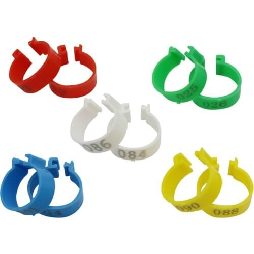 25mm NO. 1-100 Digital Clip Ring Plastic Duck Goose Identification Foot Ring Farm Chicken Poultry Feeding supplies 100 Pcs