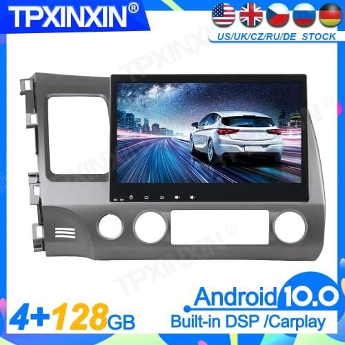 4+128GB Android 10.0 For Honda Civic 2006 -2011 Screen Player GPS Navi Auto Audio Stereo Radio Recorder Head Unit Accessories