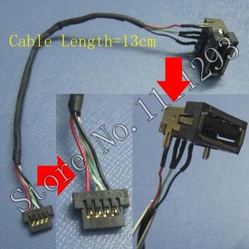 5pcs/lot 2.0 USB Jack Socket Connector With Cable for Asus Lenovo etc Laptop USB2.0 Port