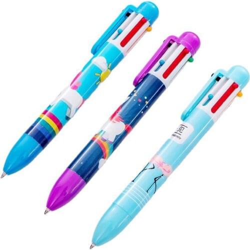 6 Pcs Creative Cartoon Unicorn Flamingo Six Colors Color Ballpoint Pen Hand Account Special Pen Stationery Ballpoint Pen