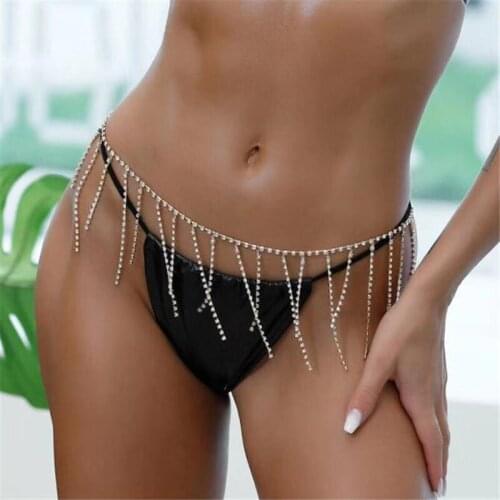 Irregular Rhinestone chain sexy belly dance waist chain female body jewelry crystal tassel skirt body chain belt or name 2021