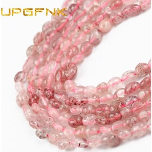 UPGFNK Irregular Strawberry Quartz crystal Natural Stone Beads 5~6mm Loose Spacer Beads For Jewelry Making DIY Bracelet Necklace