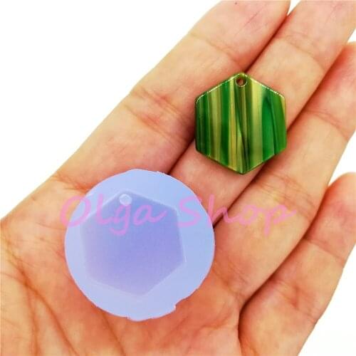 BYL526 21.1mm Hexagon Earrings Silicone Mold Earrings Pendant Necklace Making Cabochon Resin Clay Craft Fondant Cake Decoration