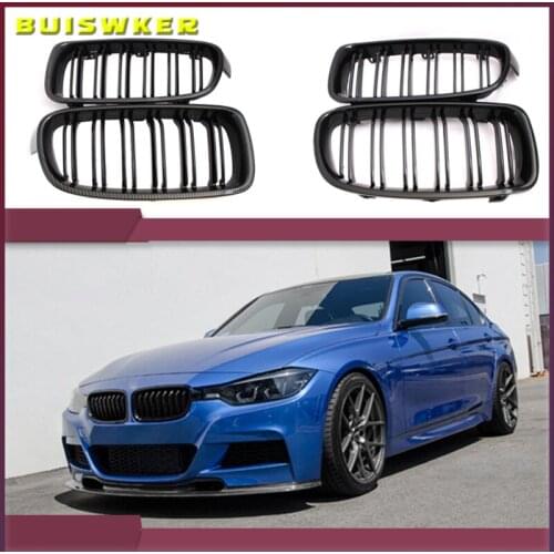 1Pair Gloss Black Front Grille/Grilles Kidney For BMW 3-Series F30 F31 F35 2012-2017 Car Styling
