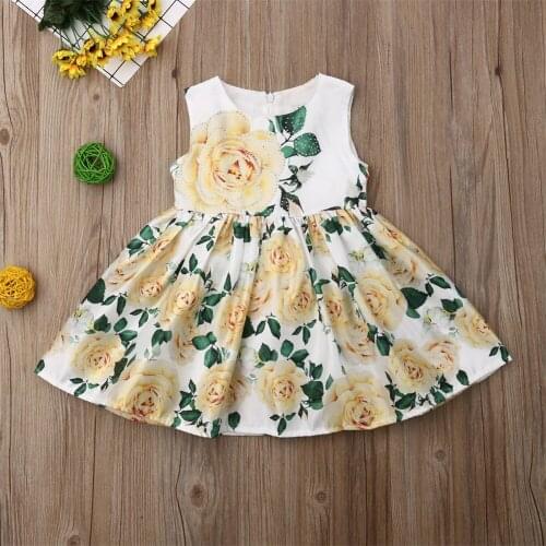 Kids Girl Dress 2019 Infant Toddler Summer Sleeveless Flower Casual Party Birthday Round Neck Dresses Zipper Costume Clothing