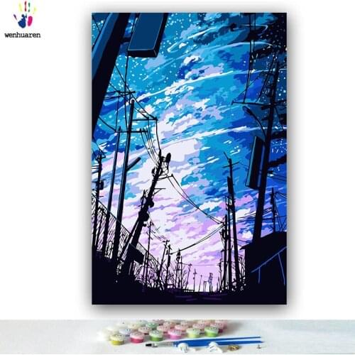 DIY colorings pictures by numbers with colors Sky sunset night view picture drawing painting by numbers framed Home