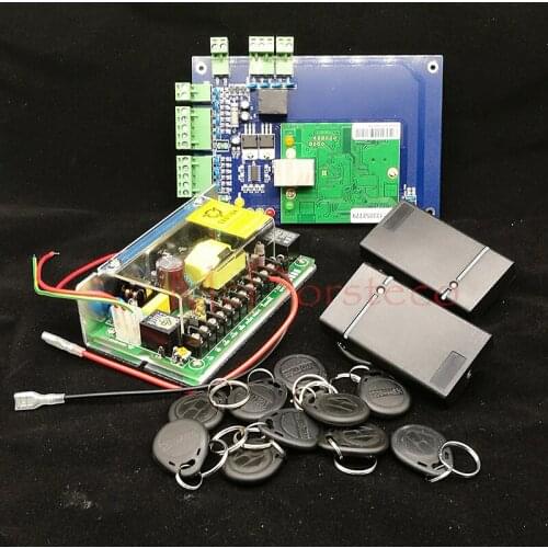 DIY One Door RFID Access Control System TCP/IP Single Door Access Panel Controller+ 2PCS 125khz Rfid slave Reader + Power Unit