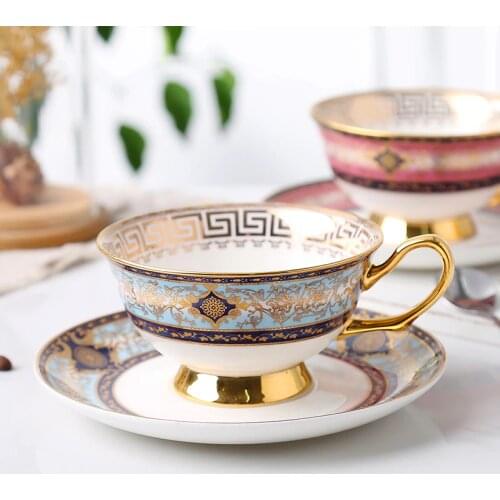European Ceramic Coffee Cup Set Gold Rim Bone China Reusable Turkish Coffee Cups Light Luxury Tazas De Cafe Cup Set BE50CC