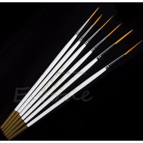 Hot 6Pcs/Set Nylon Hair Round Paint Brush Hook Line Pen Artist Draw Painting Craft Dropship