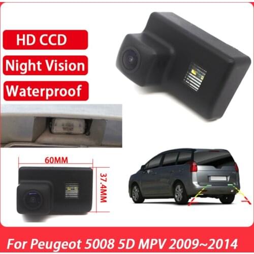 CCD Full HD Night Vision Waterproof Car Rear View Reverse Camera For Peugeot 5008 5D MPV 2009 2010 2011 2012 2013 2014