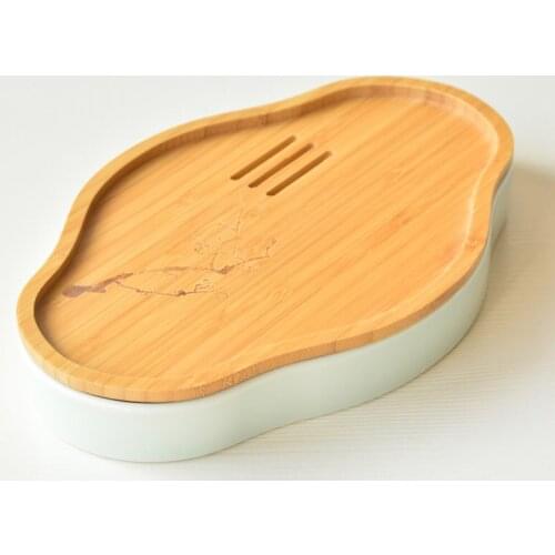 Japanese-Style Ceramic Tea Tray Mini Water Storage Small Dry Tea Tray Tea Table Tea Tray Bamboo Panel Shadow Kungfu Tea Tray