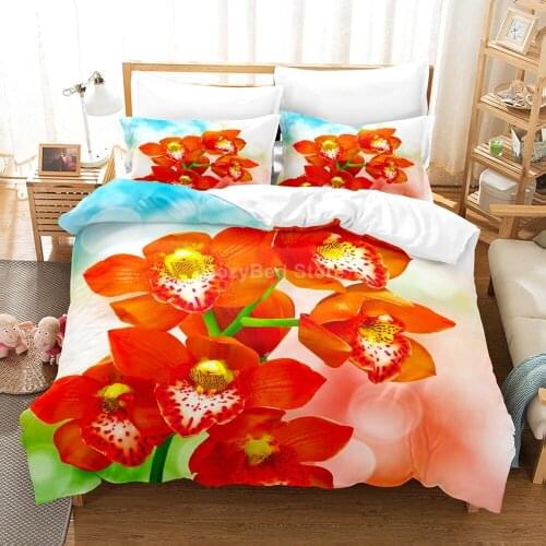 Red Flower 3d Bedding Set Floral Beautiful Duvet Cover Sets Comforter Bed Linen Twin Queen King Single Size Scenery Room Decor
