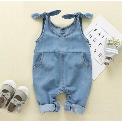 2020 Summer Newborn Baby Boy Girl Outfit Denim Romper Jumpsuit Sleeveless Casual Baby Clothes Romper