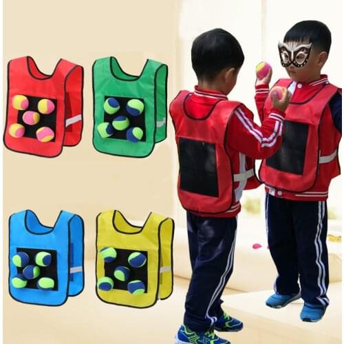 Hot Kids Outdoor Sport Games Props Vest Sticky Jersey Waistcoat with Sticky Ball Throwing Toys for Children Interaction Play Toy