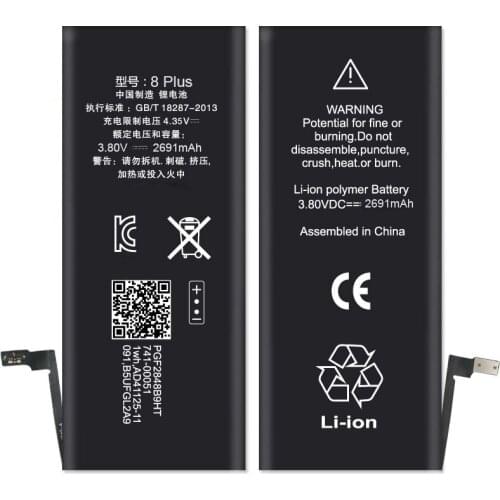 ISUNOO 2691mah Mobile Lithium Battery For Apple iPhone 8P 8 Plus Internal Replacement polymer Battery