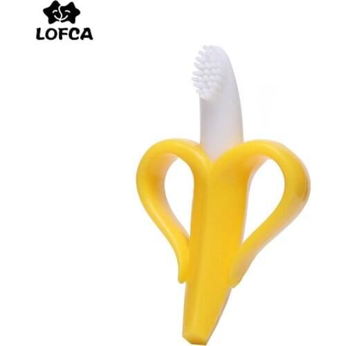 LOFCA Banana Teether Baby Safe Teething Toys BPA Free Food Grade soft Silicone Chew Dental Care Toothbrush Nursing Toys Gift