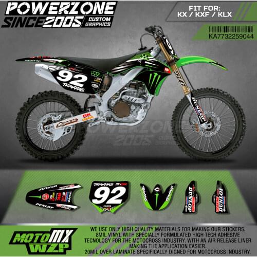 PowerZone Custom Team Graphics Decals 3M Stickers Kit For Kawasaki Sticker Decal 2006-08 09-12KX250F KX450F 08-13KLX450R 44