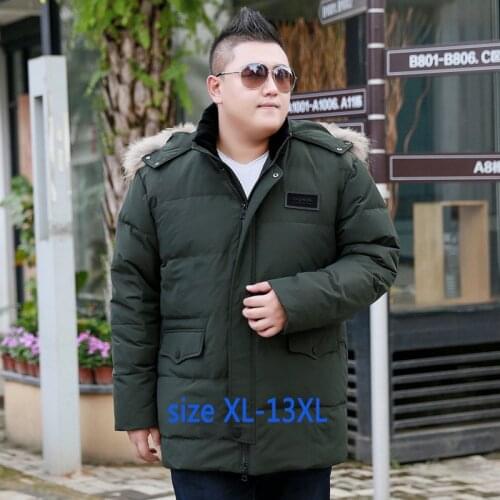 New fashion high quality super large Men Casual Warm Thick with hood Fur collar Loose Zipper Down Jacket plus size 11XL12XL13XL