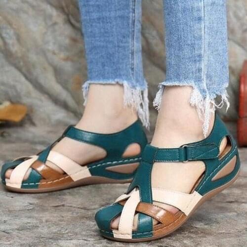2021 Summer New WomenS Shoes Europe And Ameracan Hollow Sandals Ladies Breathable Flat Bottom New Velcro Casual Sandals