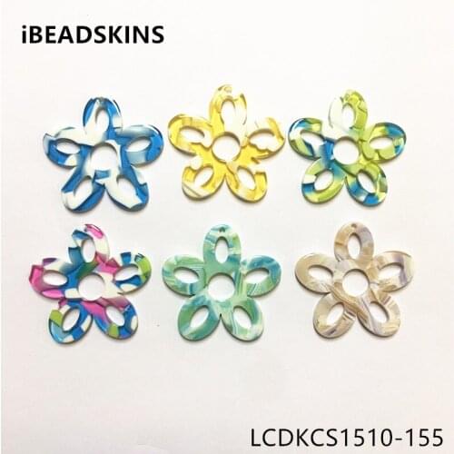 New arrival! 35X34mm 50pcs/lot acetic acid imitate marble texture flower-shape charms for earring/Jewelry DIY(As shown)