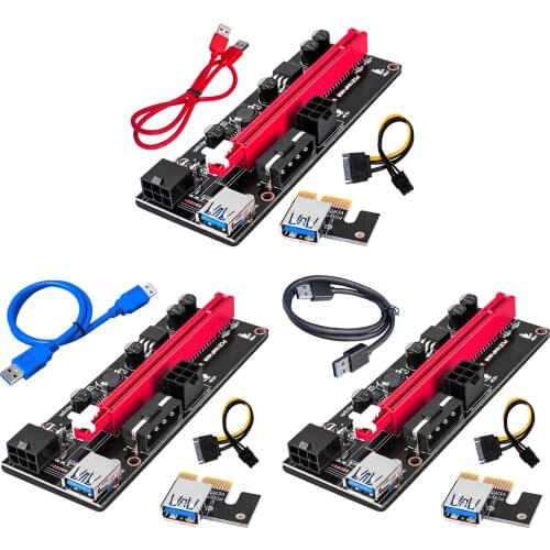 New 1X PCI-E 1x To 16x Graphics Card Extension Cable USB 3.0 6 PIN Powered PCIE Adapter Extension Cable For PCE164P-N06