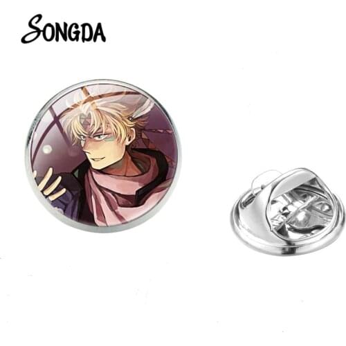 Japan Anime JoJos Bizarre Adventure Brooches for Women Cartoon Figure Glass Stainless Steel Badges Lapel Pin Friends Jewelry