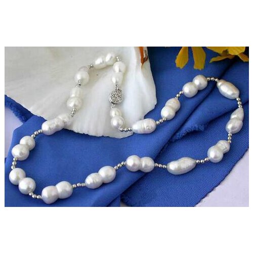 HUGE 18" 18MM WHITE BAROQUE DOUBLE FRESHWATER CULTURED PEARL NECKLACE