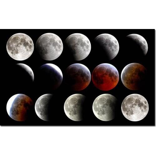 Moon Phase Poster Eclipse Lune Silk Print Home Room Decoration Wall Picture for Living Room