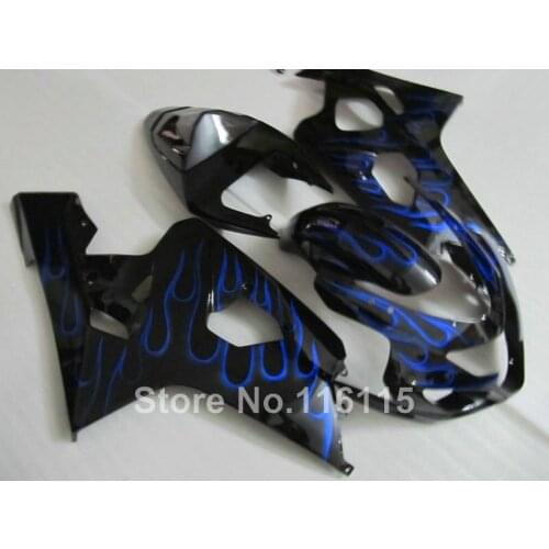 Plastic fairing kit for SUZUKI GSXR 600 GSX-R 750 K4 K5 2004 2005 blue flames black fairings bodywork GSXR600 04 05 TY95