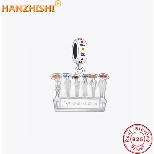 925 Sterling Silver Six People with Umbrellas Dangle Charm Bead Fit Original Pandora Charm Bracelet Necklace Jewelry Accessories