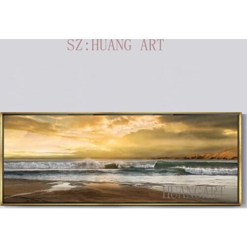 Hand Painted Free Beach Sailing Boat Oil Painting Home Wall Sea Wave Canvas Art Decor Living Room Decoration Pieces Painting